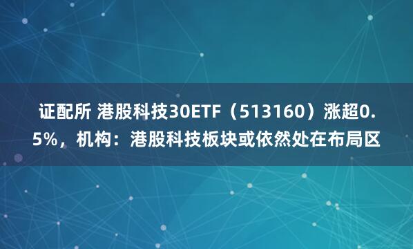 证配所 港股科技30ETF（513160）涨超0.5%，机构：港股科技板块或依然处在布局区